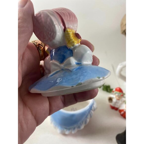 Vintage Lefton 3697 Bloomer Girl Sugar Jam Jar with Lid Ceramic Figurine - Picture 8 of 8